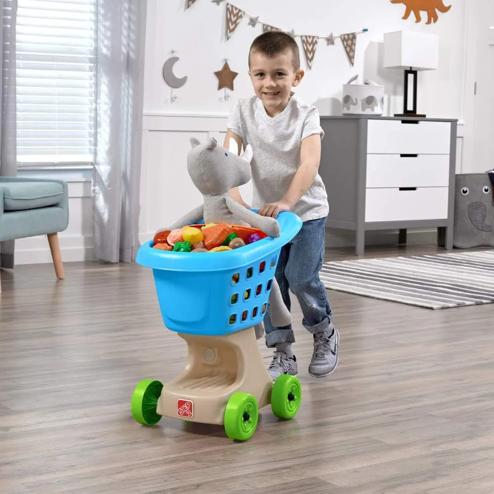 Step2 Little Helper's Shopping Cart for Kids, Play Grocery Cart, Made of Durable Plastic, for Toddlers 2  Years Old, Blue