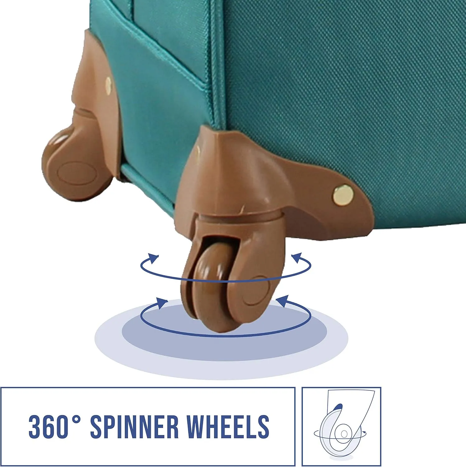 Steve Madden Designer Luggage Collection - Lightweight 24 Inch Expandable Softside Suitcase - Mid-size Rolling 4-Spinner Wheels Checked Bag (Harlo Teal Blue)