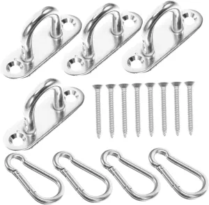 STOBAZA 1 Set U-hook Hooks Marine Hooks Heavy Duty Swing Hanger Pad Eye Plate Pad Eye Plates Stainless Steel Silver