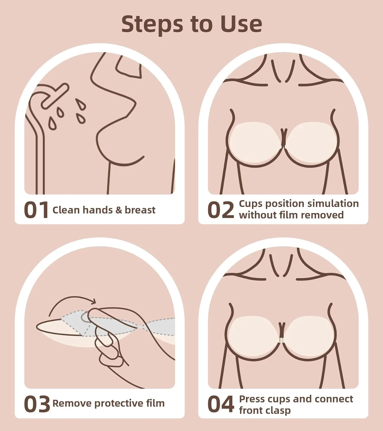 Strapless Sticky Bra Push Up-Silicone Large Adhesive Backless Bra, Stick on Breast Bra Waterproof Invisible Boob Tape 2 Pairs