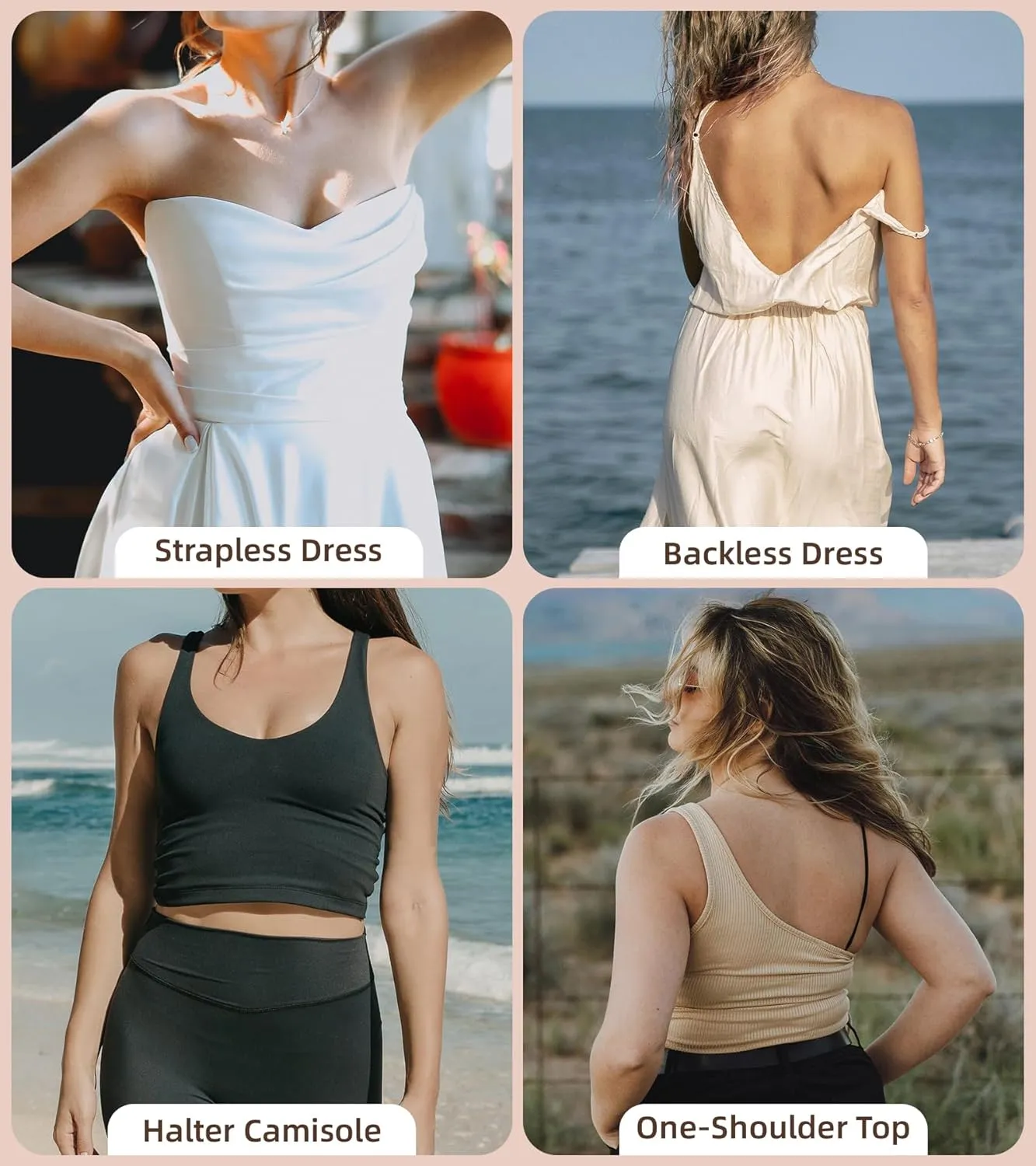 Strapless Sticky Bra Push Up-Silicone Large Adhesive Backless Bra, Stick on Breast Bra Waterproof Invisible Boob Tape 2 Pairs