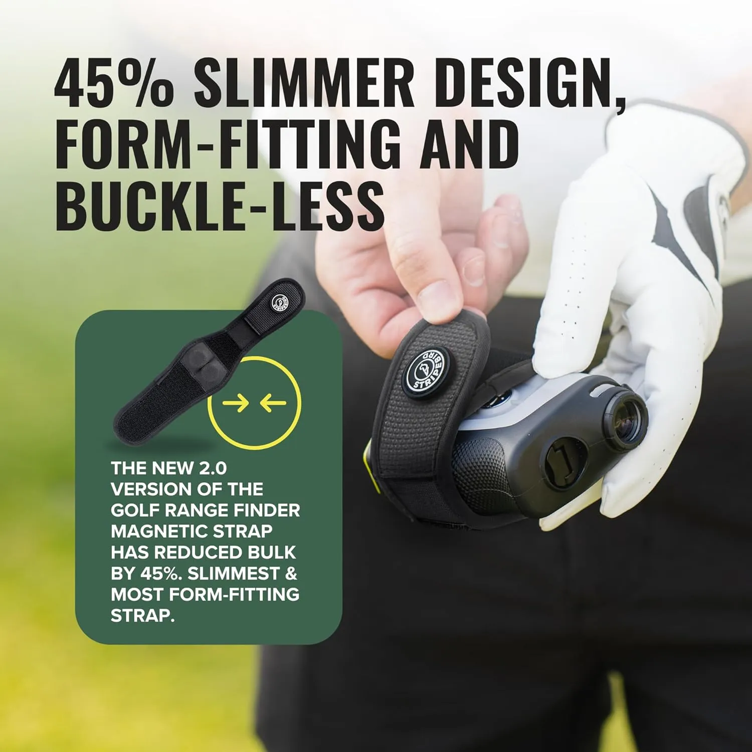 Stripebird 2.0 Slim Golf Rangefinder Magnetic Strap - Form Fitting, No Buckle, Range Finder