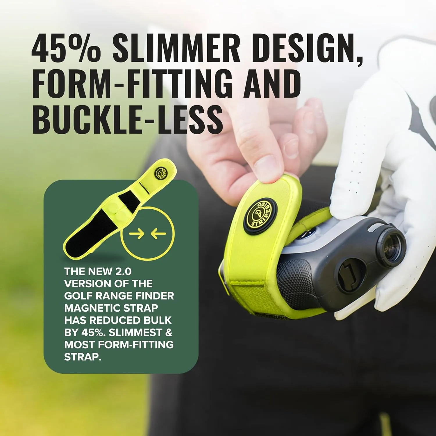 Stripebird 2.0 Slim Golf Rangefinder Magnetic Strap - Form Fitting, No Buckle, Range Finder