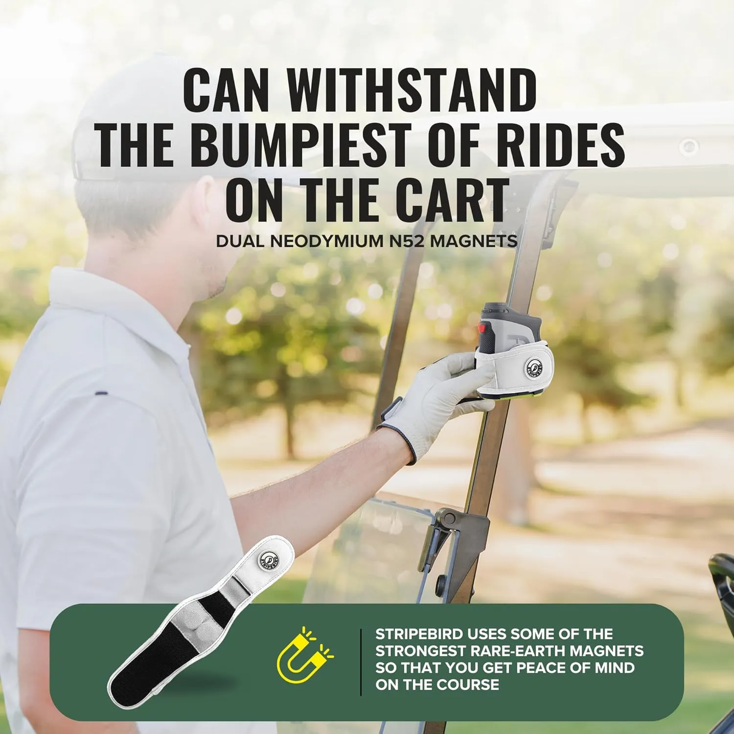 Stripebird 2.0 Slim Golf Rangefinder Magnetic Strap - Form Fitting, No Buckle, Range Finder