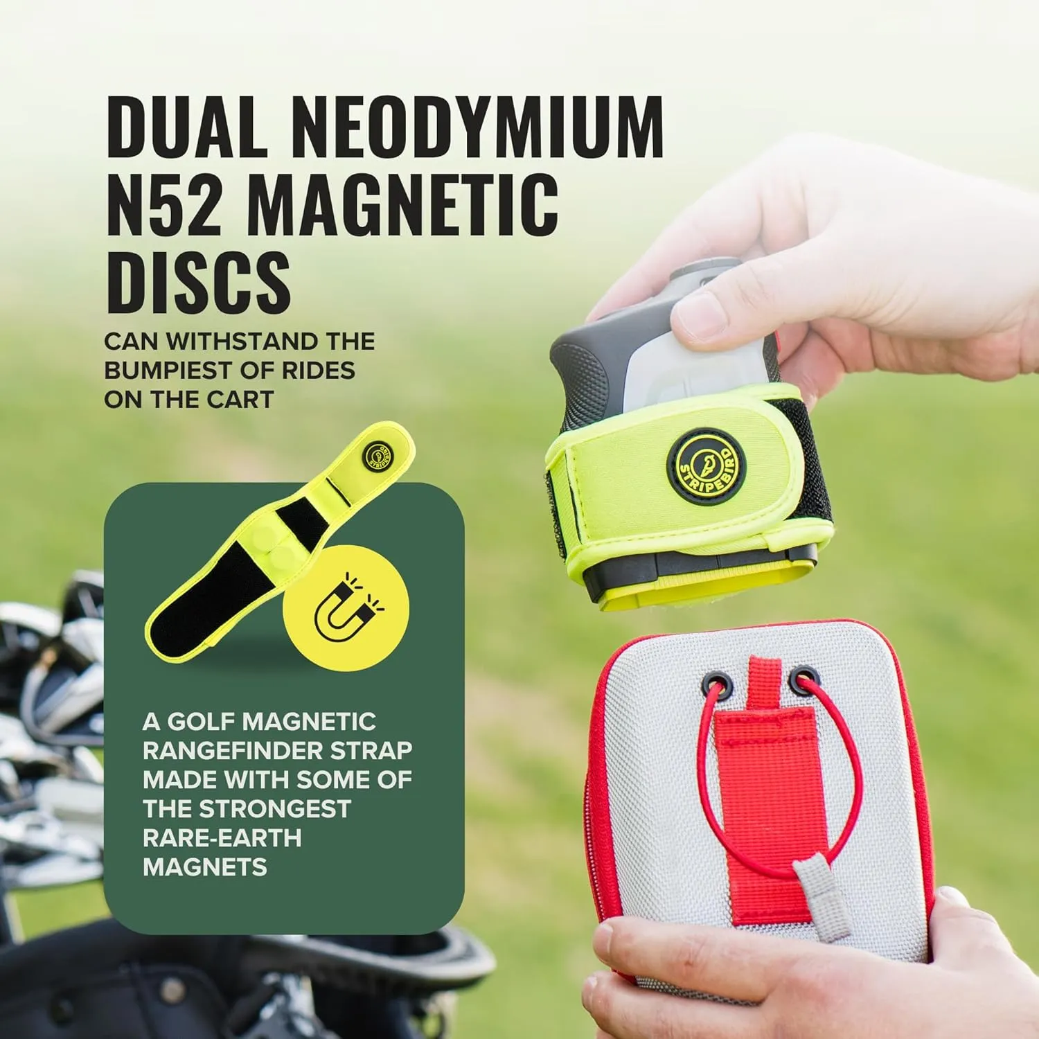 Stripebird 2.0 Slim Golf Rangefinder Magnetic Strap - Form Fitting, No Buckle, Range Finder