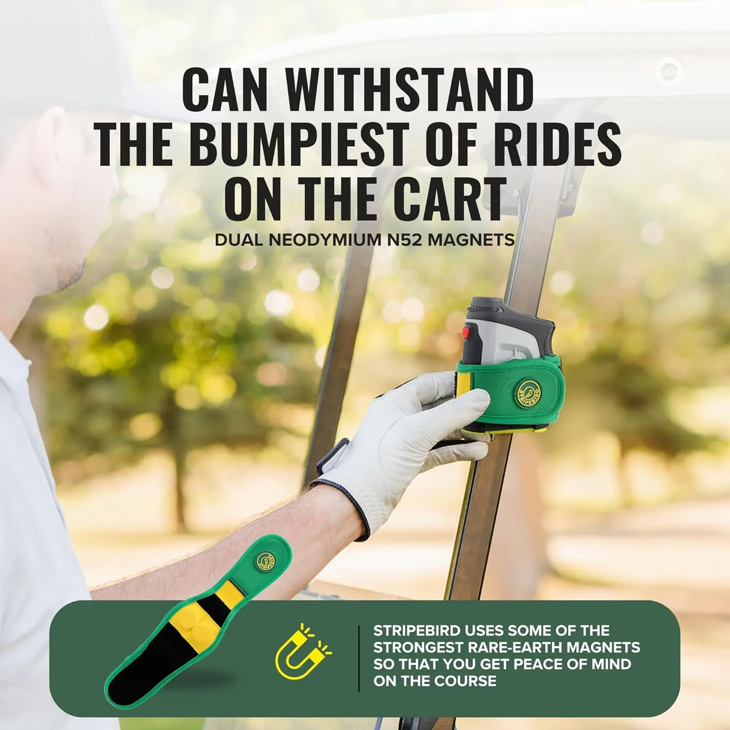 Stripebird 2.0 Slim Golf Rangefinder Magnetic Strap - Form Fitting, No Buckle, Range Finder