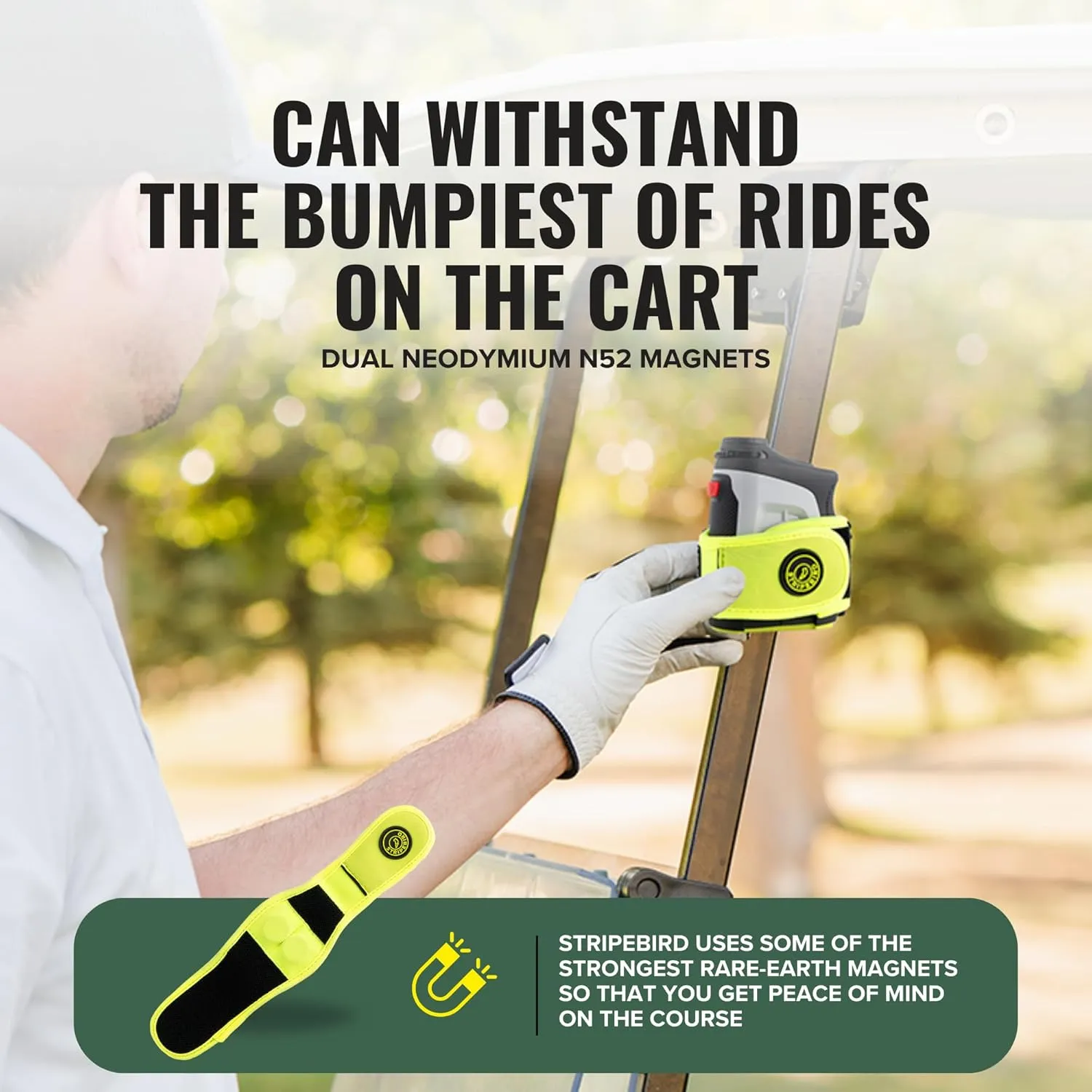Stripebird 2.0 Slim Golf Rangefinder Magnetic Strap - Form Fitting, No Buckle, Range Finder