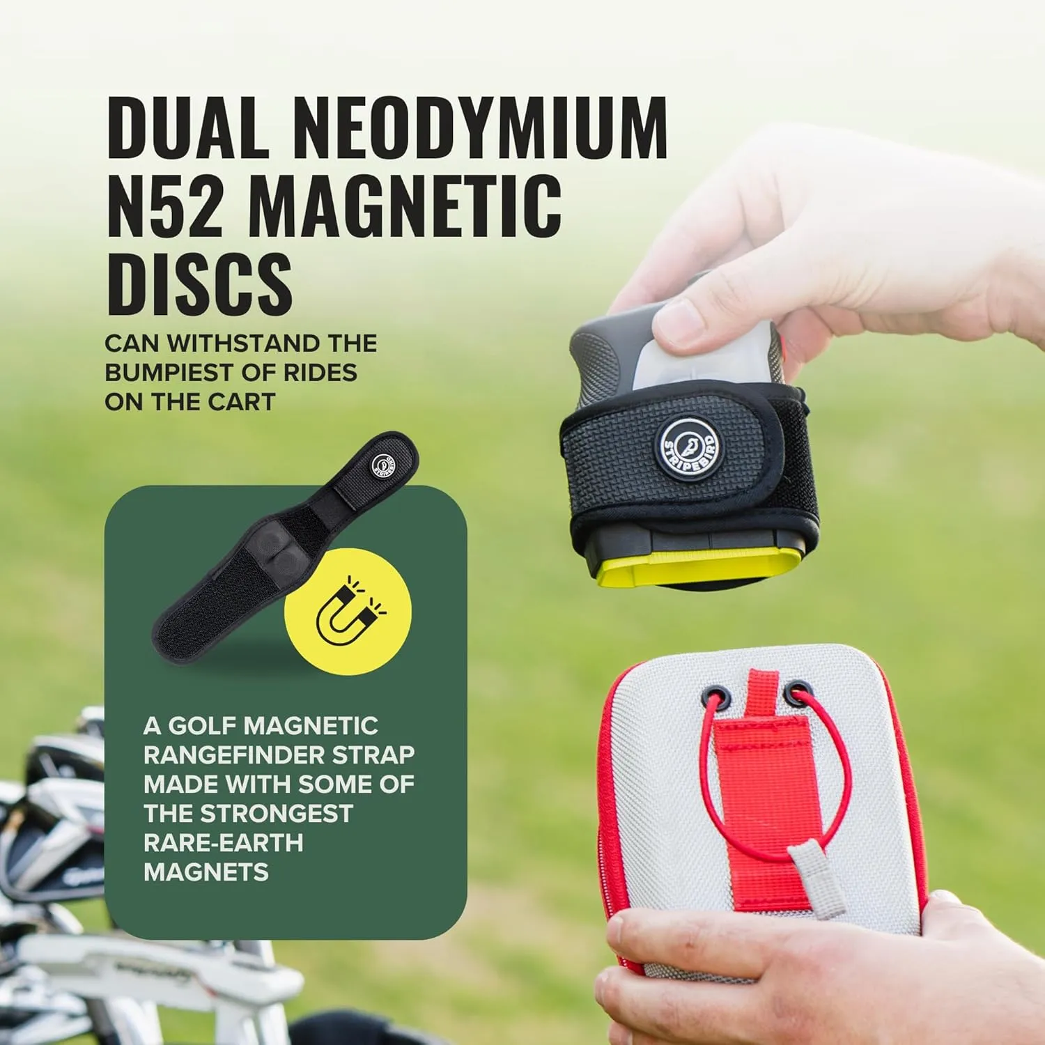 Stripebird 2.0 Slim Golf Rangefinder Magnetic Strap - Form Fitting, No Buckle, Range Finder