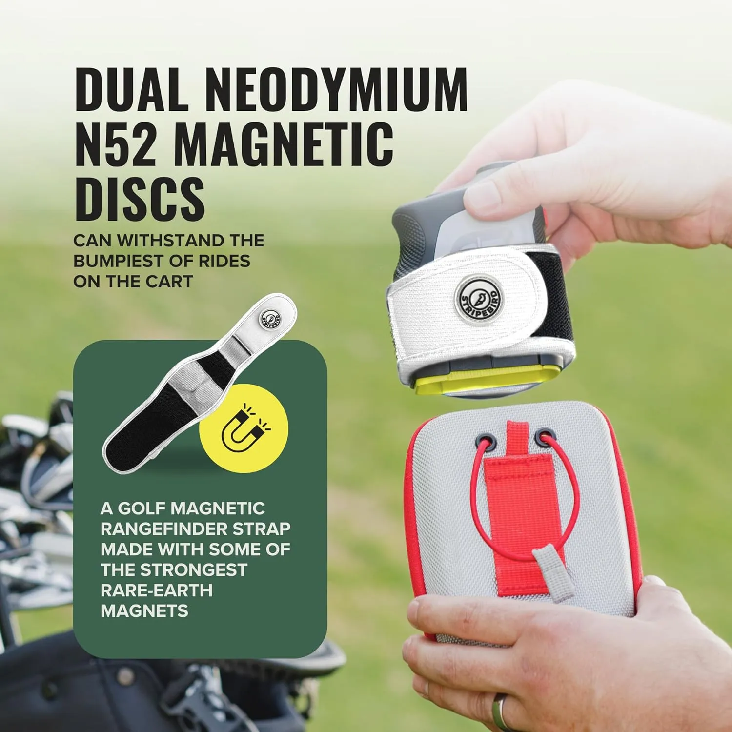 Stripebird 2.0 Slim Golf Rangefinder Magnetic Strap - Form Fitting, No Buckle, Range Finder