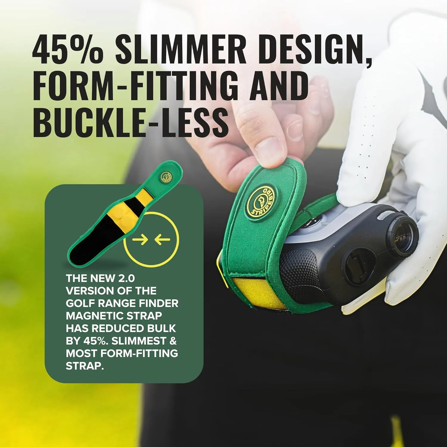Stripebird 2.0 Slim Golf Rangefinder Magnetic Strap - Form Fitting, No Buckle, Range Finder