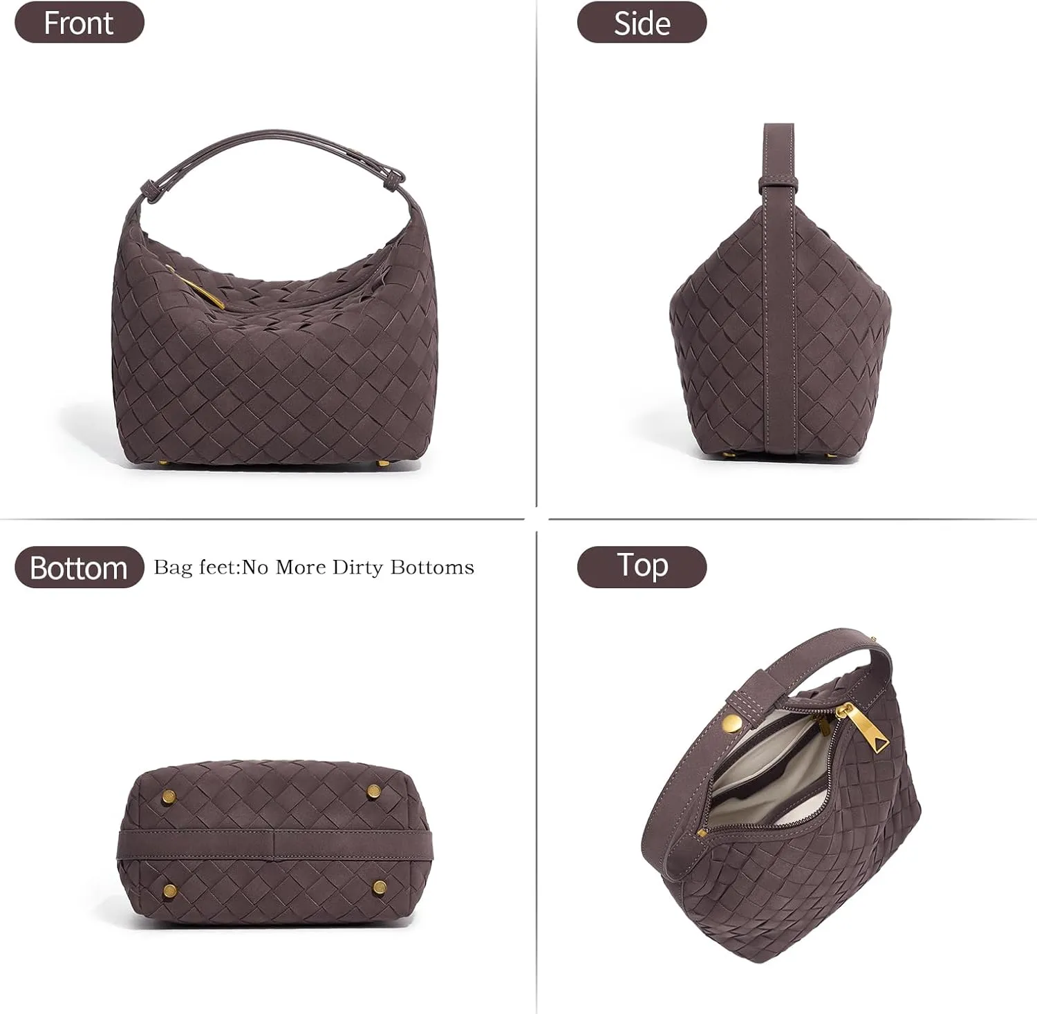 Suede Shoulder Bag for Women Top Handle Small Tote Bags Luxury Vegan Suede Handbag