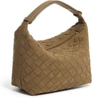 Suede Shoulder Bag for Women Top Handle Small Tote Bags Luxury Vegan Suede Handbag