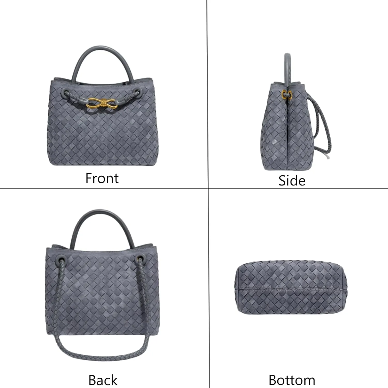 Suede Woven Tote Bag for Women, Top-handle Suede Woven Hobo Clutch Leather Crossbody Purse Shoulder Satchel Handbag