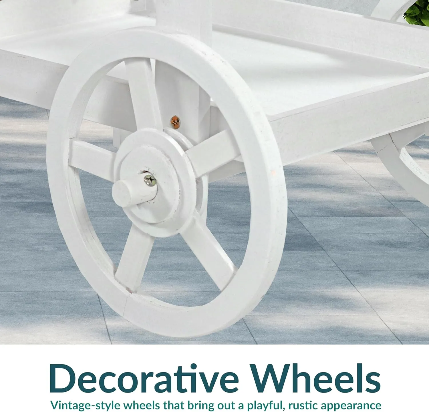 Sunnydaze Flower Cart Display Stand with Wheels - Dessert Candy Cart - Market Flower Display Stand - 2 Shelves - Fir Wood - White