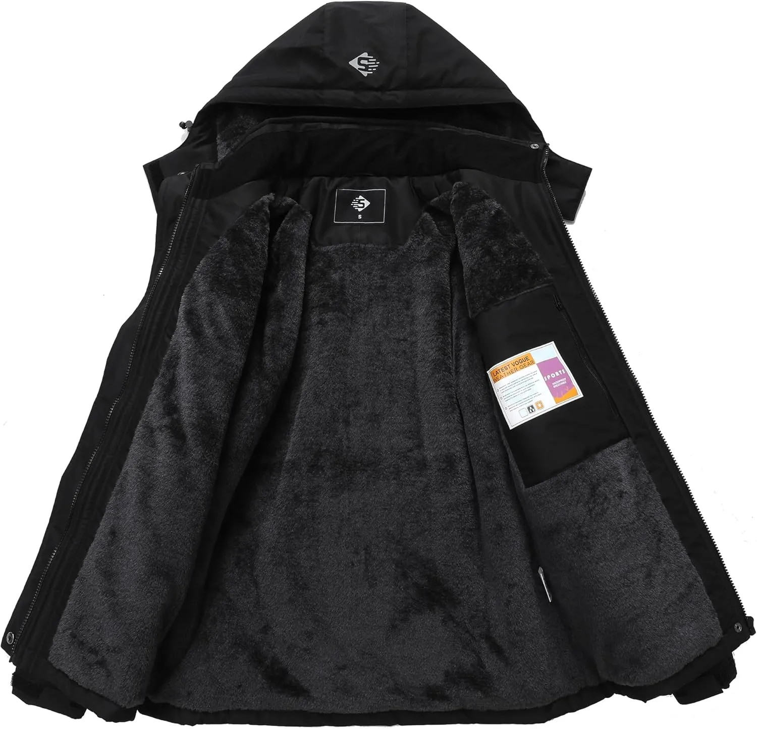 SUOKENI Women's Waterproof Ski Jacket Warm Winter Coat Snowboard Rain Jacket Hooded Windbreaker
