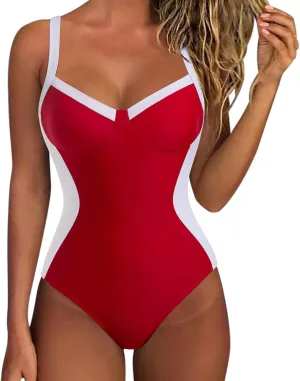 SUUKSESS Womens Tummy Control One Piece Swimsuit Sexy Crisscross Back Bathing Suit