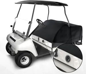 T TGBROS Golf Cart Seat Cover Protector for EZGO, Club Car, Yamaha Waterproof PU Transparent Cover, 4 Passenger / 2 2 Seat All-Weather Seat Protector, Durable 420D - Black and Silver