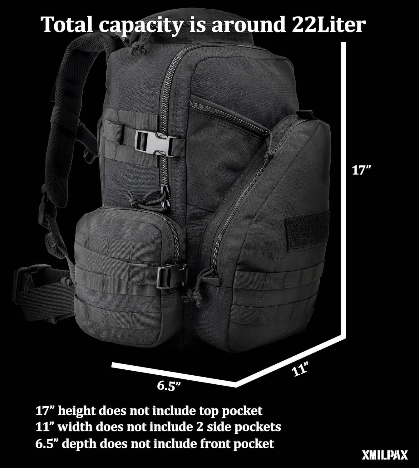 Tactical Backpack EDC Bag MOLLE Daily Pack for Men and Women Every Day Carrying Hiking Camping Travel 22L