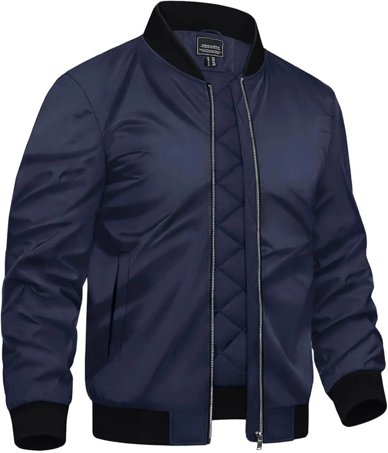 TACVASEN Mens Bomber Jackets Casual Fall Winter Warm Windbreaker Full Zip Windproof Outwear Padded Lined Coats