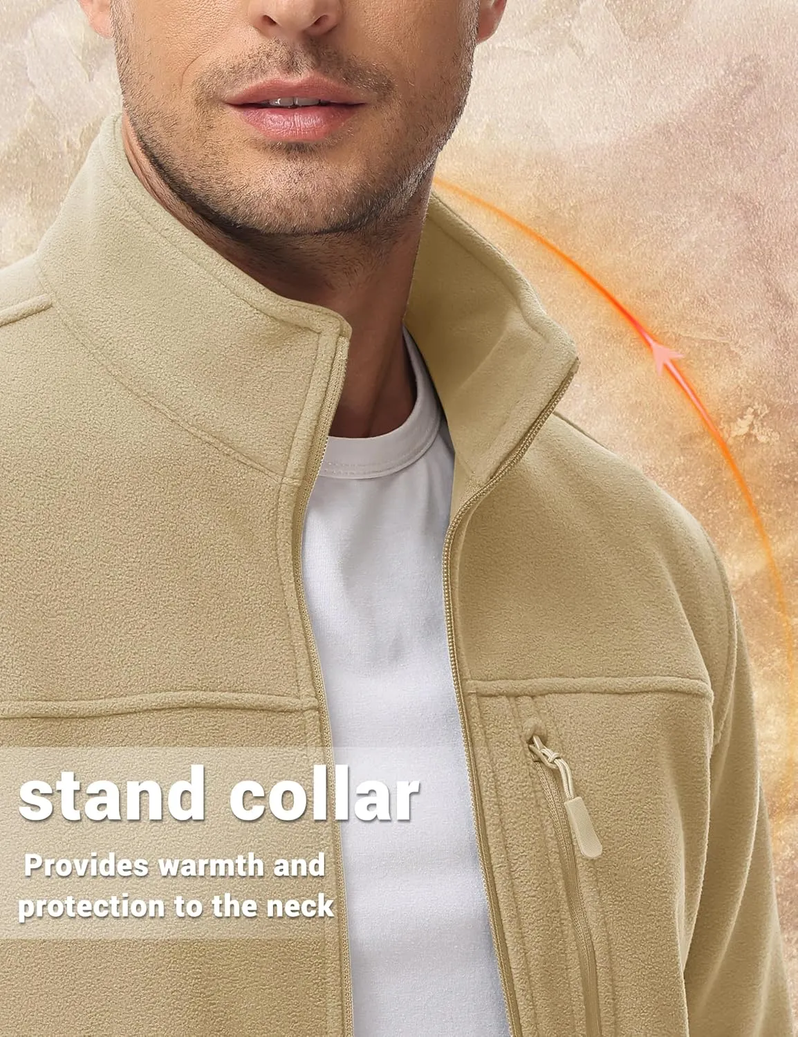 TACVASEN Men's Polar Fleece Jacket Full Zip Lightweight Tactical Jacket with Pockets Winter Coats Warm Casual Hiking Outdoor