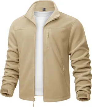 TACVASEN Men's Polar Fleece Jacket Full Zip Lightweight Tactical Jacket with Pockets Winter Coats Warm Casual Hiking Outdoor