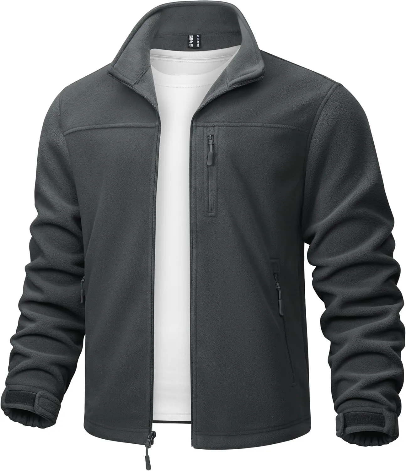 TACVASEN Men's Polar Fleece Jacket Full Zip Lightweight Tactical Jacket with Pockets Winter Coats Warm Casual Hiking Outdoor