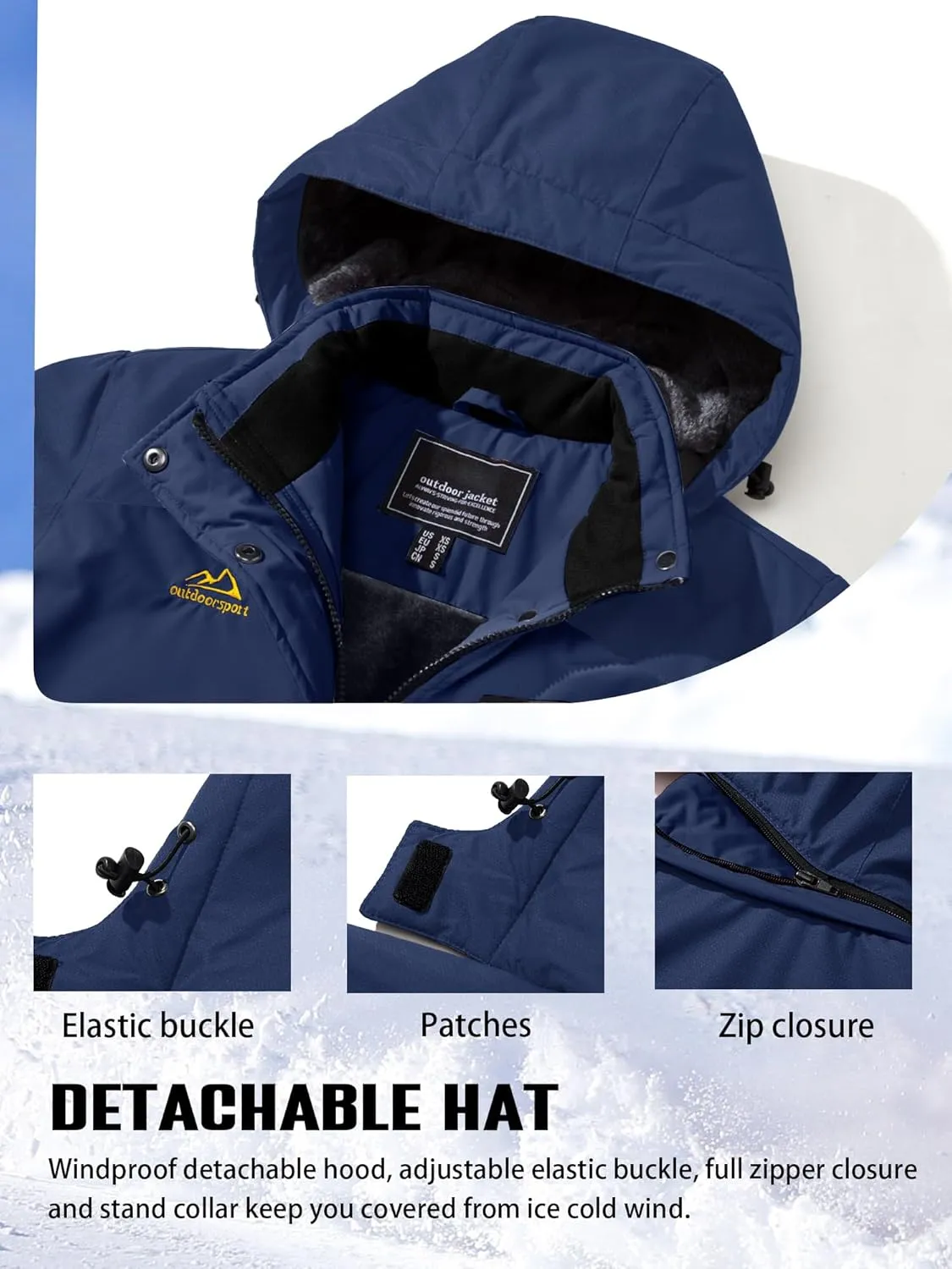 TACVASEN Women's Winter Jacket Waterproof Ski Jacket Hooded Fleece Lined Warm Snow Coat Mountain Windproof Rain Windbreaker