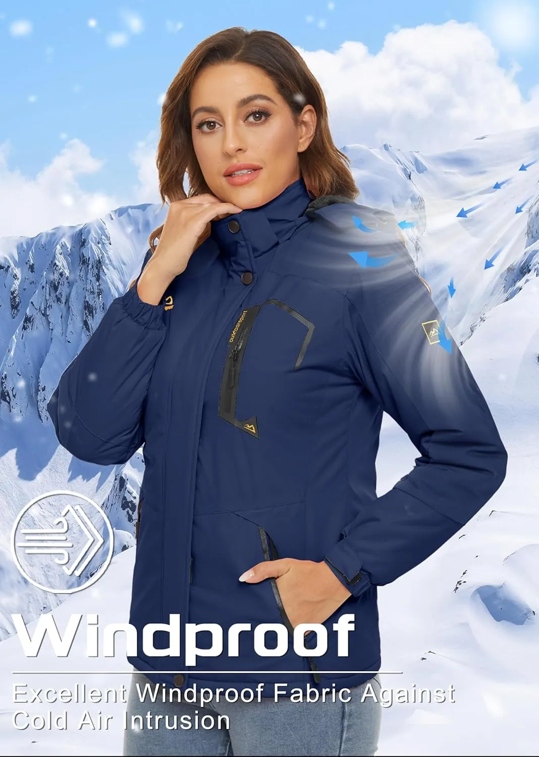 TACVASEN Women's Winter Jacket Waterproof Ski Jacket Hooded Fleece Lined Warm Snow Coat Mountain Windproof Rain Windbreaker