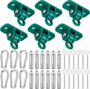 Tandefio 6 Sets of Robust Swing Hangers for Wooden Concrete Set with Swing Hooks Screws Bolts Washers Swingset Accessories for Porch Patio Yoga Indoor Outdoor, Over 1800 lb Capacity (Green)