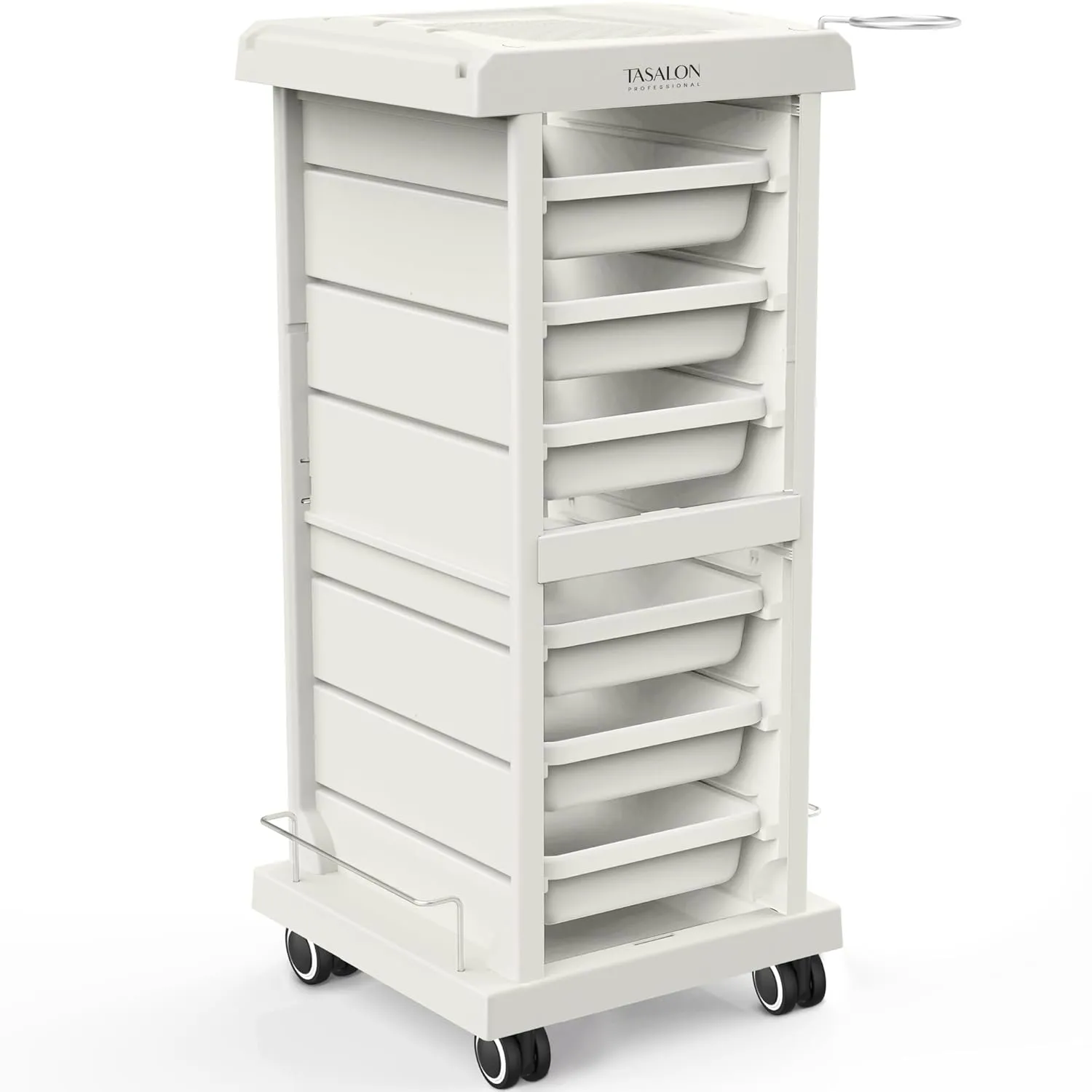 TASALON Salon Trolley Cart for Salon Station - Space Saving Salon Rolling Cart for Extra Storage - Hair Salon Beauty Cart - 6-Tray Salon Cart - Multipurpose Tool Cart - Tattoo Tray-White