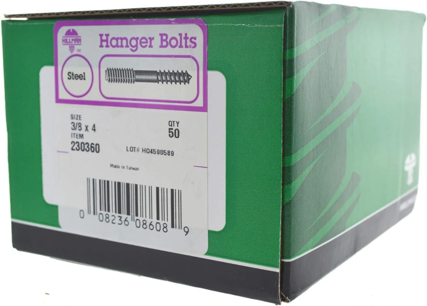 The Hillman Group 230360 Hanger Bolt, 3/8-Inch X 4-Inch, 50-Pack