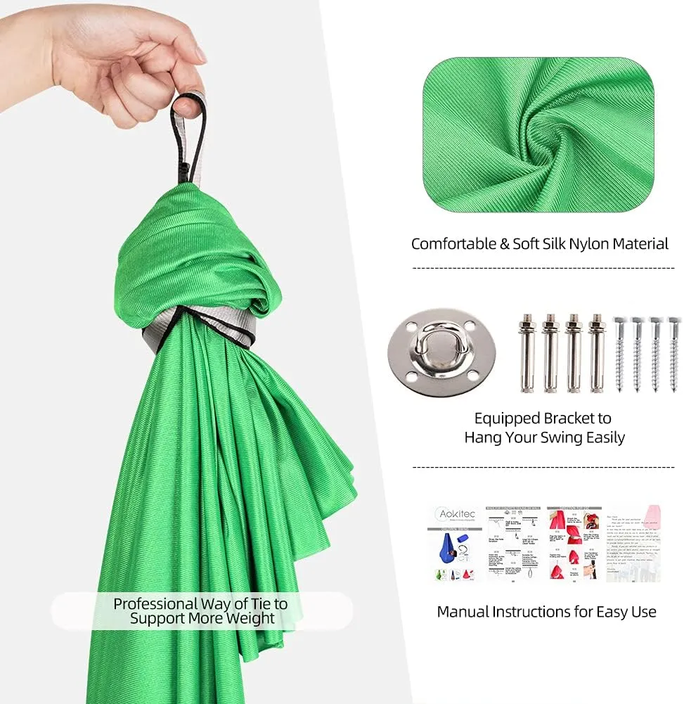 Therapy Swing for Kids with Special Needs (Hardware Included) Sensory Swing Snuggle Swing Indoor Adjustable Aerial Yoga for Children with Autism, ADHD, Aspergers, Sensory Integration (Green)