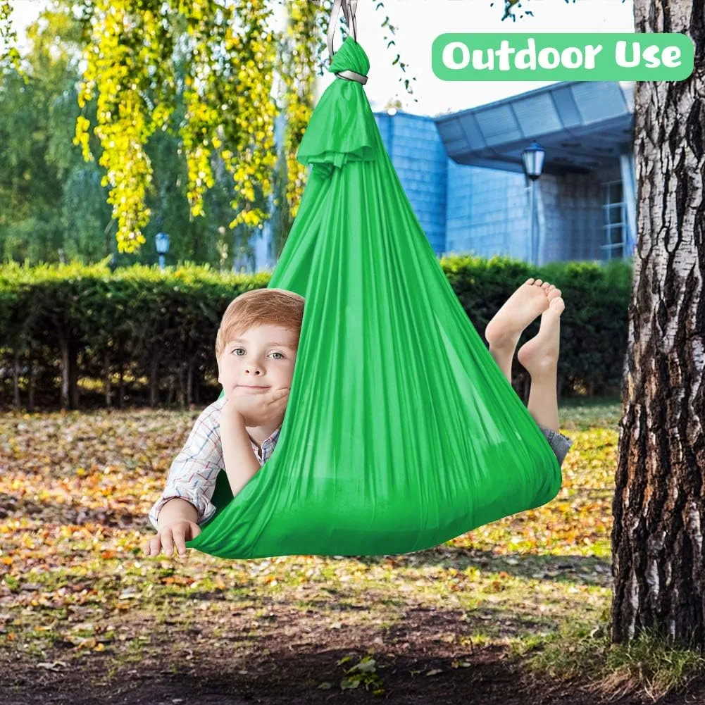 Therapy Swing for Kids with Special Needs (Hardware Included) Sensory Swing Snuggle Swing Indoor Adjustable Aerial Yoga for Children with Autism, ADHD, Aspergers, Sensory Integration (Green)