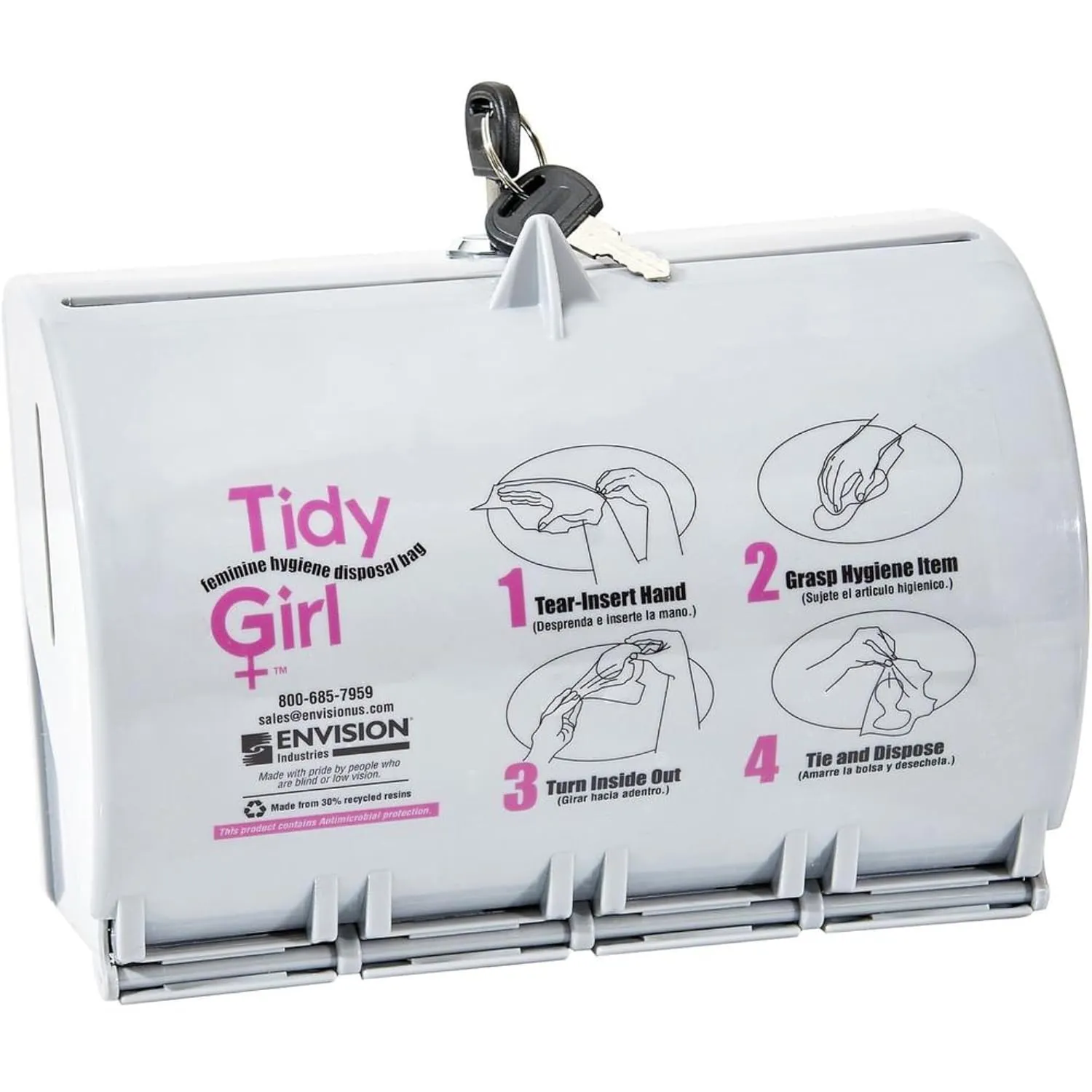 Tidy Girl TGUDPV2 Tidy Girl Plastic Feminine Hygiene Disposal Bag Dispenser, Gray