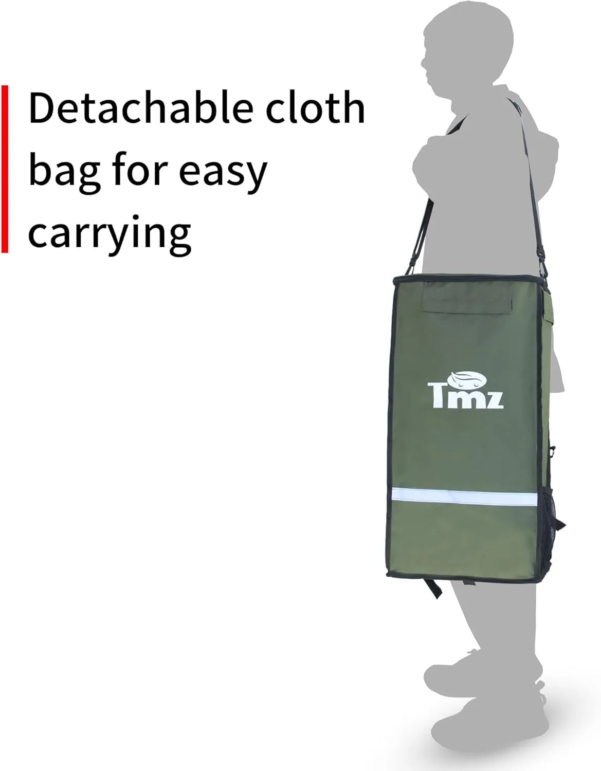 TMZ Heavy-Duty Foldable Shopping Cart with Removable Insulated Bag & Hooks - Lightweight 110 lbs Capacity Grocery Luggage Cart for Market, Travel, Laundry (Green)