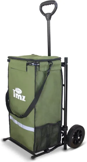 TMZ Heavy-Duty Foldable Shopping Cart with Removable Insulated Bag & Hooks - Lightweight 110 lbs Capacity Grocery Luggage Cart for Market, Travel, Laundry (Green)