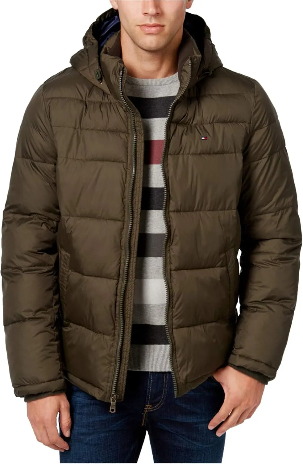 Tommy Hilfiger Men's Down Alternative Hooded Puffer Jacket (Standard and Big & Tall)
