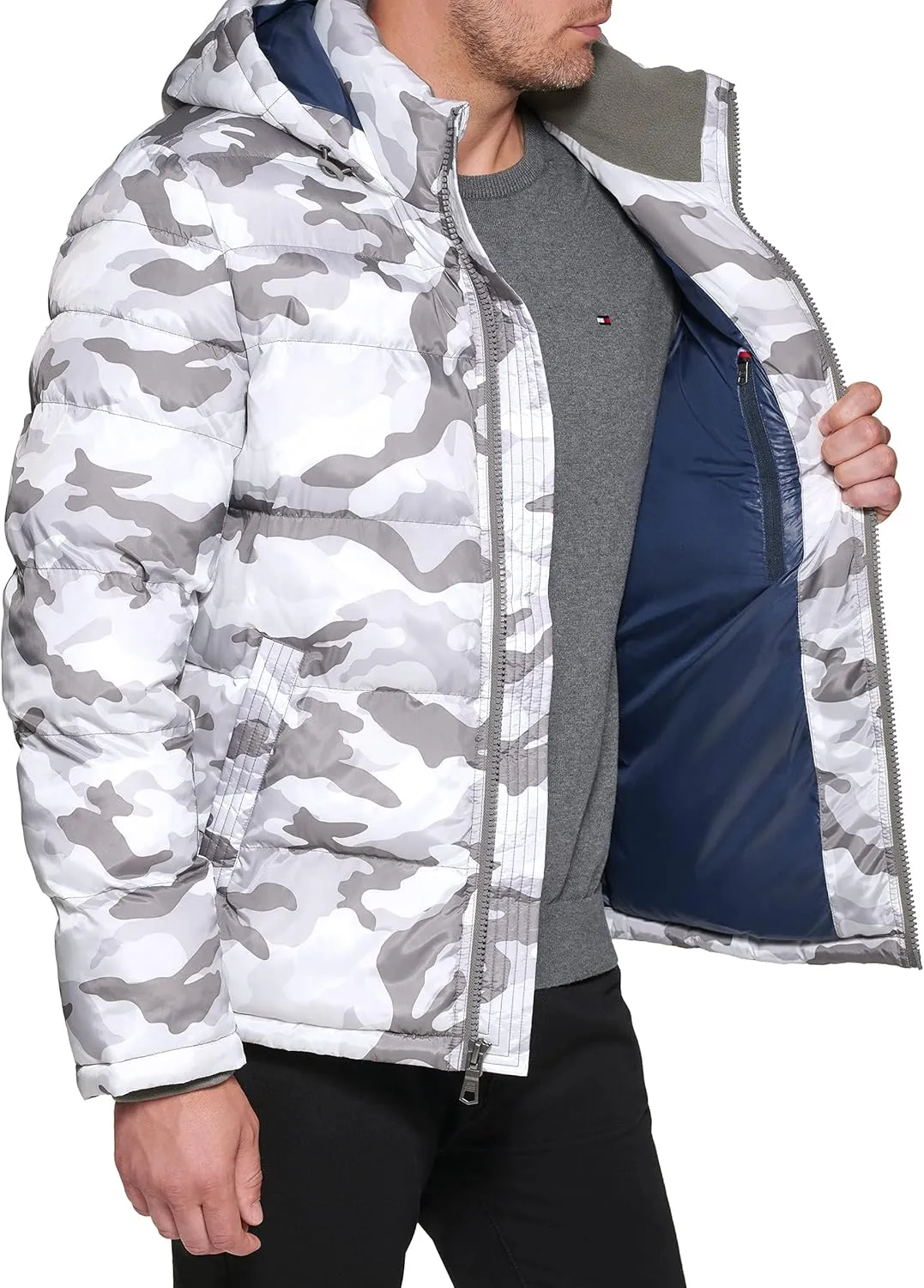 Tommy Hilfiger Men's Down Alternative Hooded Puffer Jacket (Standard and Big & Tall)