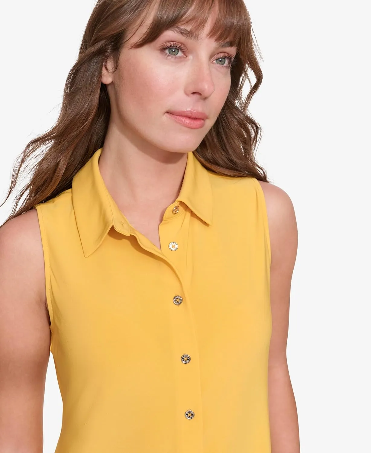 Tommy Hilfiger Women's Classic Collared Button Front Sleeveless-Knit Top