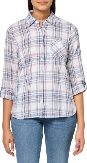 Tommy Hilfiger Women's Plaid Lurex Button Up Shirt