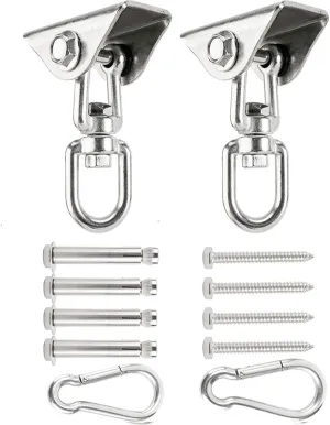 Toolly Swing Hangers for Wooden Concrete Swing Set, 2 Pack Heavy Duty 1300 lb Capacity Antirust Stainless Steel Suspension Hooks, 360°Rotate for Woss Suspension, Hammock Chair Pod Yoga Swing