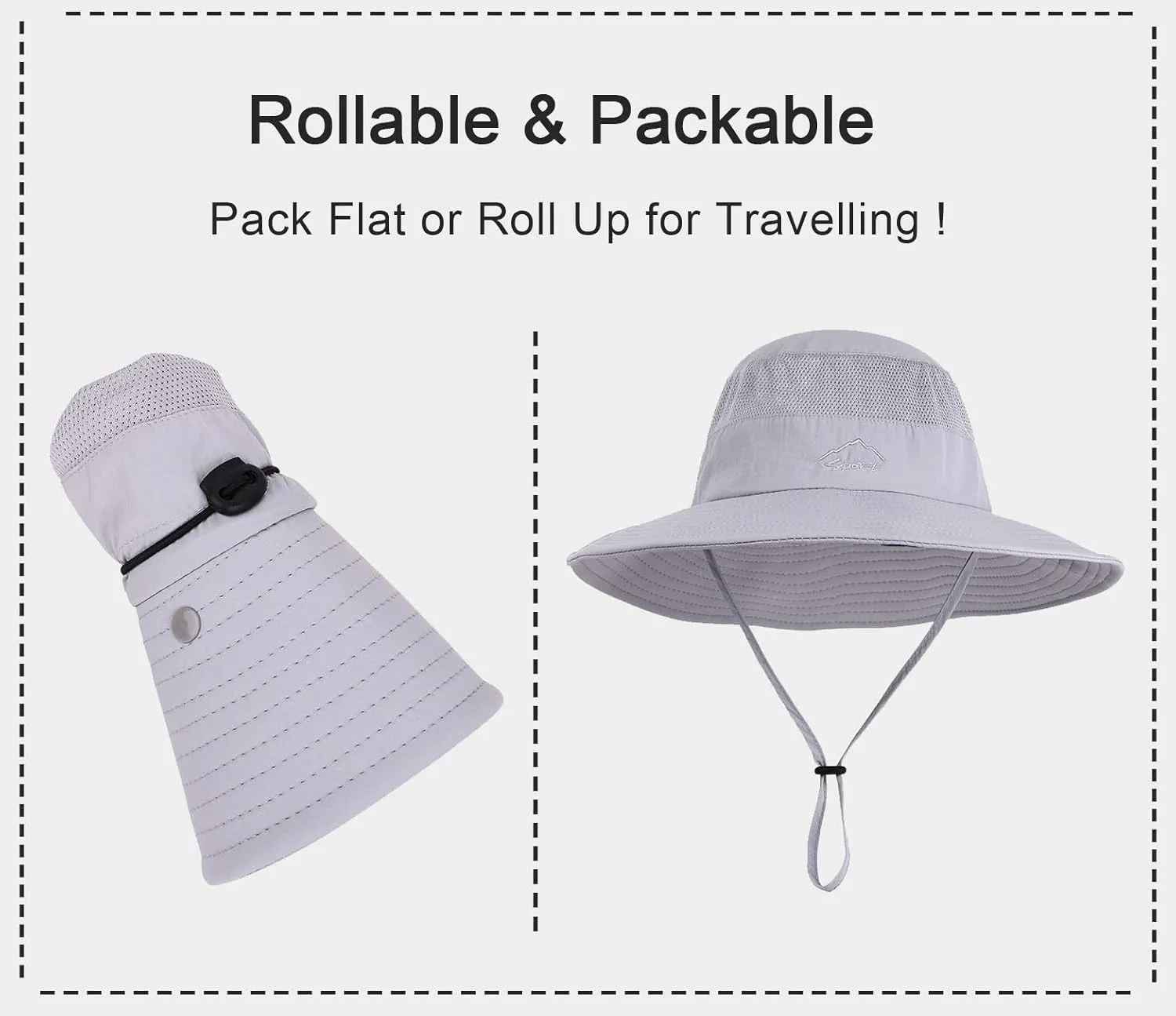 Toppers Womens Mens Sun Hat Rollable UPF 50  Wide Brim Gardening Hat with Neck Flap