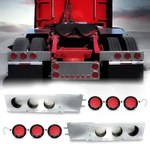 TORQUE Mud Flap Hanger for Semi Trucks 2-1/2" Bolt Spacing 30" Chrome 6 of LED Lights Included, Spring Loaded, Straight, Right Left Included, Light Bar Tail Light Box (TRMFH308, TR56114)