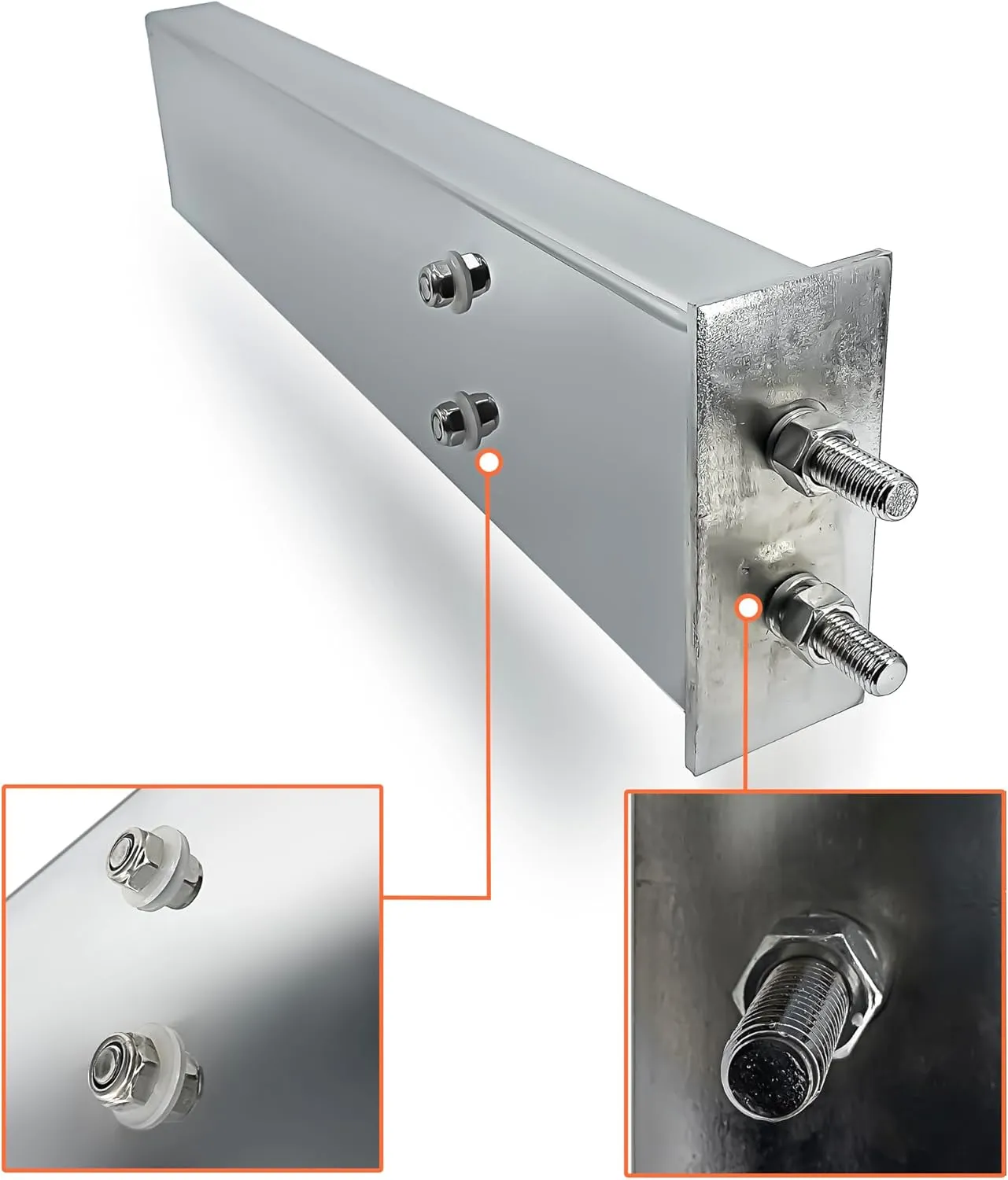 TORQUE Mud Flap Hanger for Semi Trucks 2-1/2" Bolt Spacing 30" Chrome 6 of LED Lights Included, Spring Loaded, Straight, Right Left Included, Light Bar Tail Light Box (TRMFH308, TR56114)