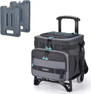 TOURIT 48-Can Insulated Rolling Cooler & 2 Set Large Ice Packs Bargain Perfect Combination