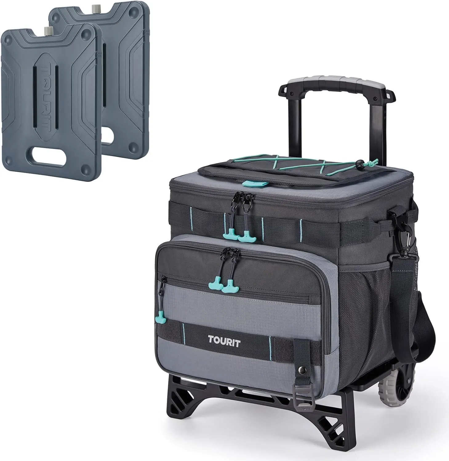 TOURIT 48-Can Insulated Rolling Cooler & 2 Set Large Ice Packs Bargain Perfect Combination