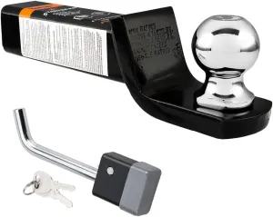 Trailer Welded Hitch Ball Mount, TOPDKY Hitch with 2-inch Ball, Fits 2-inch Receiver, with a Square-Head Lock
