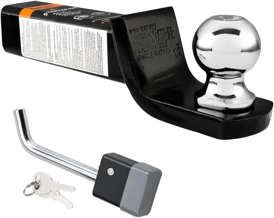 Trailer Welded Hitch Ball Mount, TOPDKY Hitch with 2-inch Ball, Fits 2-inch Receiver, with a Square-Head Lock