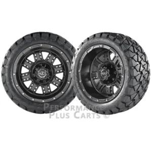 Transformer 14" Matte Black Golf Cart Wheels with 22" All Terrain Tires LIFTED