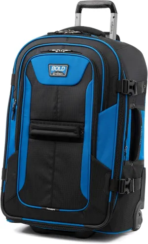 Travelpro Unisex-Adult Bold-Softside Expandable Rollaboard Upright Luggage, Blue/Black, Checked-Medium 25-Inch